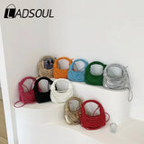 Women's Wire Bundle Braided Handbag Shoulder Messenger Bag