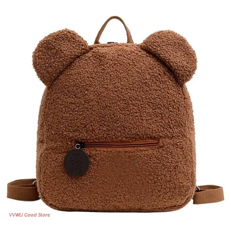 Women's Fleece Sherpa Bag Furry Backpack Plush Daypack