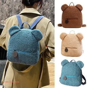 Women's Fleece Sherpa Bag Furry Backpack Plush Daypack