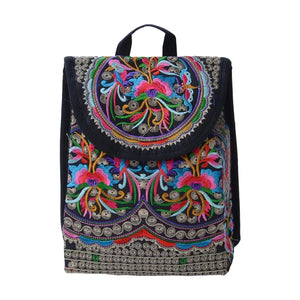 Floral Embroidered Backpack Travel Shoulder Rucksack Gift