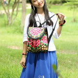 Floral Embroidered Backpack Travel Shoulder Rucksack Gift