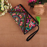 Women's Floral Embroidery Ethnic Style Handbag Cotton Large Capacity Clutch Bag
