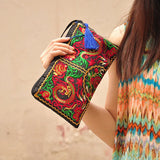Women's Floral Embroidery Ethnic Style Handbag Cotton Large Capacity Clutch Bag