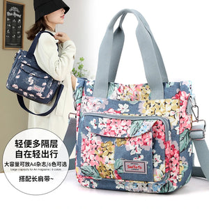 Floral Shoulder Bag Large Capacity Waterproof Top-handle Travel Totebag