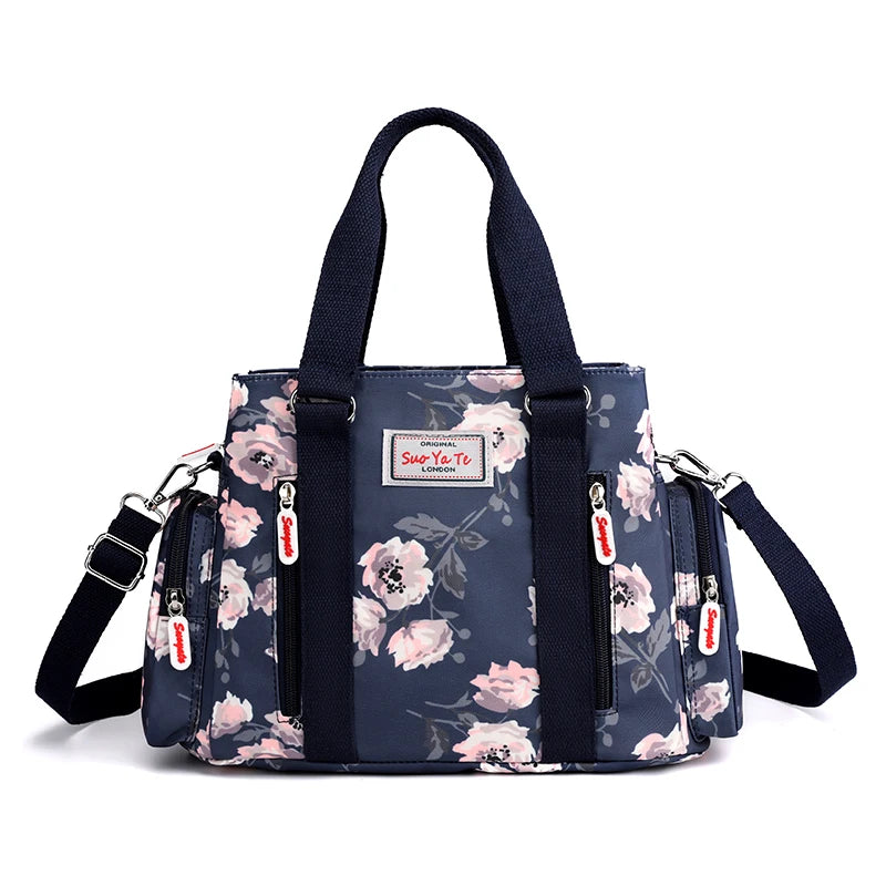 Floral Shoulder Bag Large Capacity Waterproof Top-handle Totebag