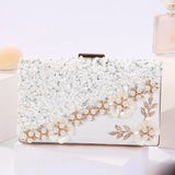Flower Wedding Clutches Evening Bag Party Purse with Rhinestone Chain