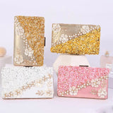 Flower Wedding Clutches Evening Bag Party Purse with Rhinestone Chain