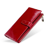 Women's Leather Long Wallet Oil Female Zipper Coin Purses