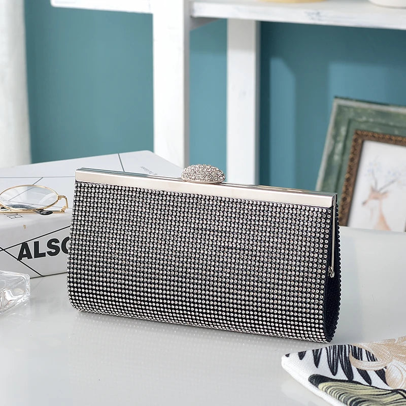 Glitter Chain Silk Evening Bag Blushing Pink