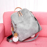 Women's Green Backpack High Wild Soft Pu Leather Leisure Travel Large Capacity B
