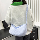 Women's Half Moon Waffle Plaid Messenger Bag