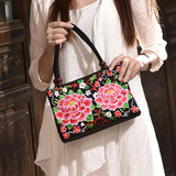 Ethnic Style Embroidered Handbag Canvas Shoulder Top-Handle Totes