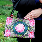 Ethnic Style Embroidered Handbag Canvas Shoulder Top-Handle Totes