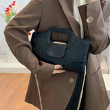 Crocodile Pattern Leather Tote Small Square Bag