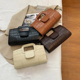Crocodile Pattern Leather Tote Small Square Bag