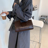 Crocodile Pattern Leather Tote Small Square Bag