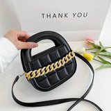 Retro Plaid Chain Small Square Bag Women's High Pu Leather Bag