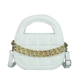 Retro Plaid Chain Small Square Bag Women's High Pu Leather Bag