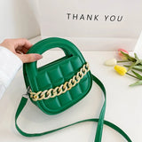 Retro Plaid Chain Small Square Bag Women's High Pu Leather Bag