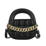 Retro Plaid Chain Small Square Bag Women's High Pu Leather Bag