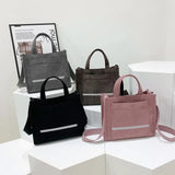 Women's Retro Corduroy Shoulder Bag Large Capacity Tote Bag