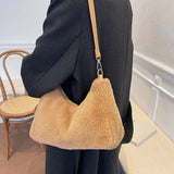 Women's Plush Shoulder Bag Large Capacity Underarm Tote Crossbody Bag