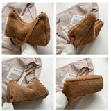 Women's Plush Shoulder Bag Large Capacity Underarm Tote Crossbody Bag