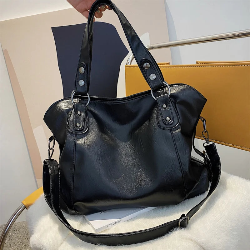 Women's Big Size Tote Bag Pu Leather Crossbody Travel Shopper Shoulder Bags