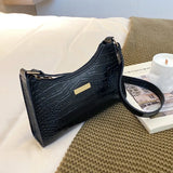 Women's Crocodile Pattern Shoulder Bag Retro Totes PU Leather Handbag