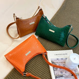 Women's Crocodile Pattern Shoulder Bag Retro Totes PU Leather Handbag