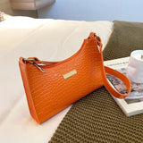 Women's Crocodile Pattern Shoulder Bag Retro Totes PU Leather Handbag