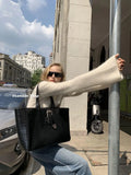 Crocodile Pattern Leather Shoulder Bag Large Capacity Business Crossbody Tote