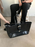 Crocodile Pattern Leather Shoulder Bag Large Capacity Business Crossbody Tote