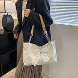 Canvas Women Shoulder Bag Large Tote Shopper Bag Bowknot Female Bags