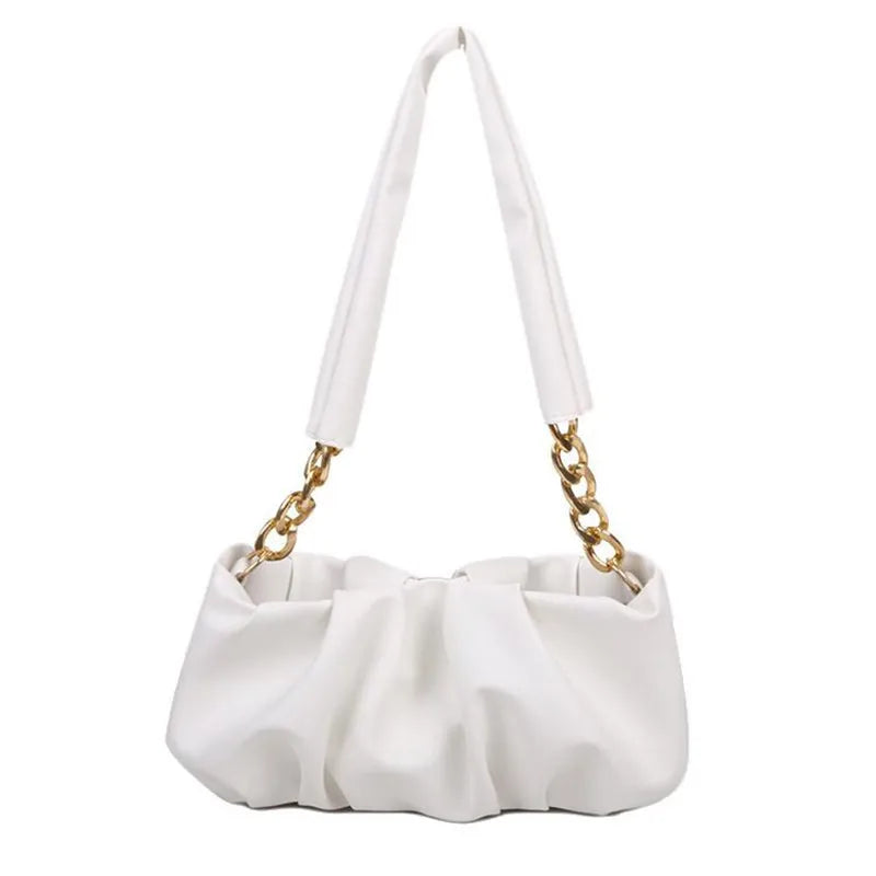 PU Cloud Bag Soft Leather Pleated Shoulder Crossbody Purse Clutch Bags