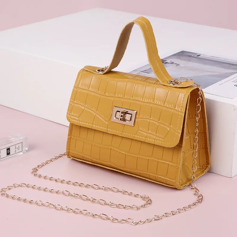 Women's Small Crossbody Bag Mini Purse Lock Button Messenger Bag