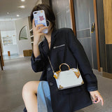 Women's Small Square Bag with Chain and Silk Scarf