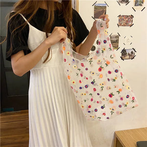 Embroidered Large Capacity Shopping Bag for Women