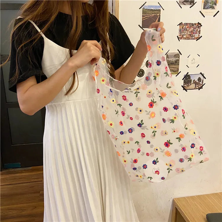 Embroidered Large Capacity Shopping Bag for Women