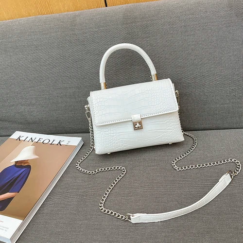 Chains Crossbody Bags for Women Faux Leather Clutch Shoulder Bag