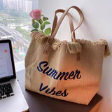 Large Capacity Canvas Tote Bag Travel Beach Bag Tassel Women Bag Ladies Handbag