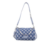 Denim Plaid Beading Shoulder Bags for Women Crossbody Bag Female