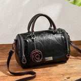 Women's Retro Rose Pendant Leather Shoulder Bags