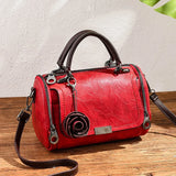 Women's Retro Rose Pendant Leather Shoulder Bags