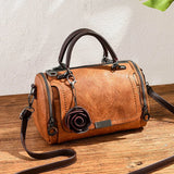 Women's Retro Rose Pendant Leather Shoulder Bags