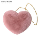 Heart Shaped Faux Fur Crossbody Wallet Purse Bag