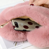 Heart Shaped Faux Fur Crossbody Wallet Purse Bag