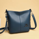 Women's PU Leather Tassel Shoulder Bag Large Bucket Capacity