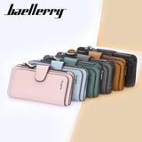 Women's High PU Long Purse Solid Clasp Mobile Phone Bag Hot Wallet