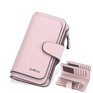 Women's High PU Long Purse Solid Clasp Mobile Phone Bag Hot Wallet